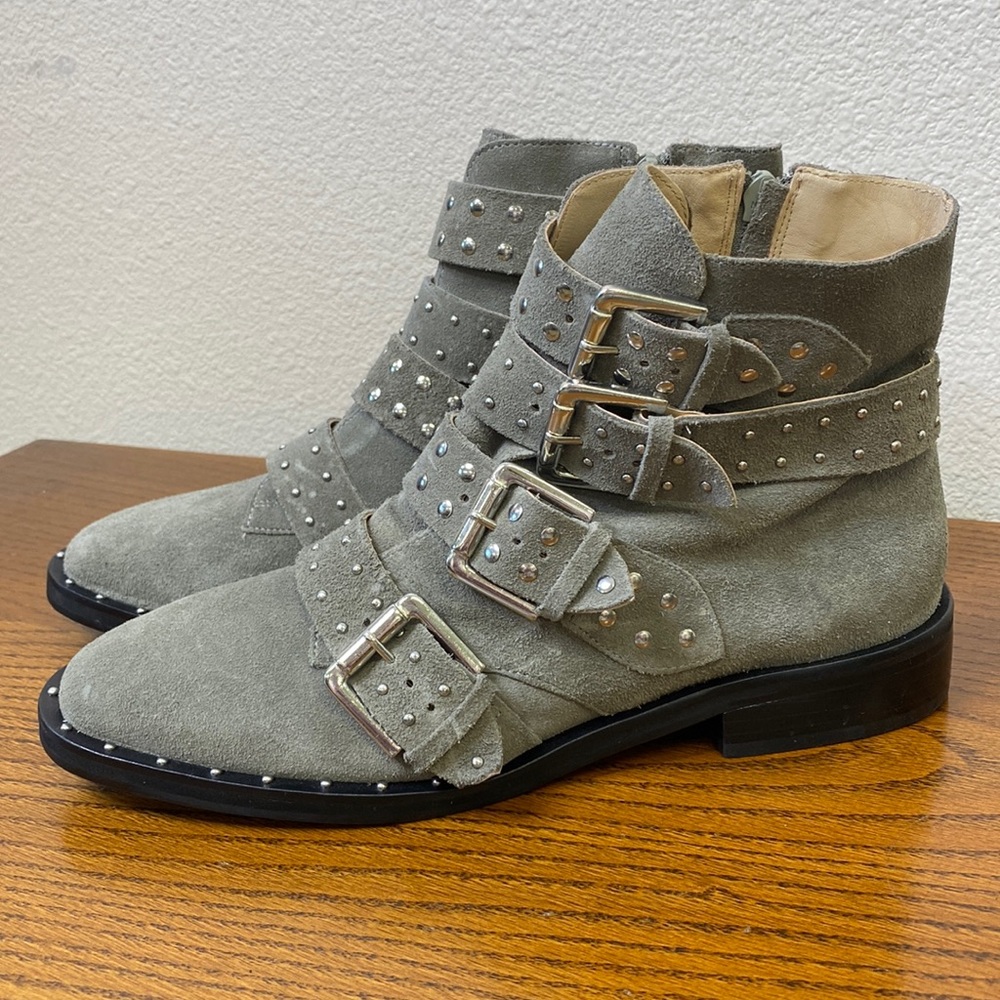 Lust For Life Miracle Ankle Boot Gray Suede Moto Chelsea Bootie Size 7.5